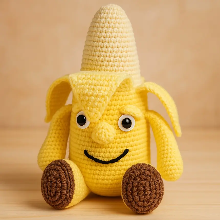Amigurumi a forma di banana sorridente